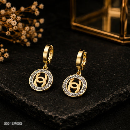 Golden Circular Drop Earrings