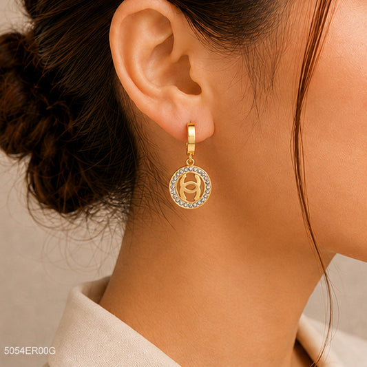Golden Circular Drop Earrings