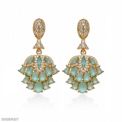 Mint Green Chandelier Statement Earrings