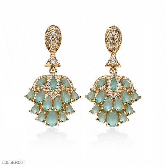 Mint Green Chandelier Statement Earrings