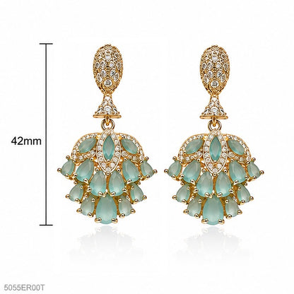 Mint Green Chandelier Statement Earrings