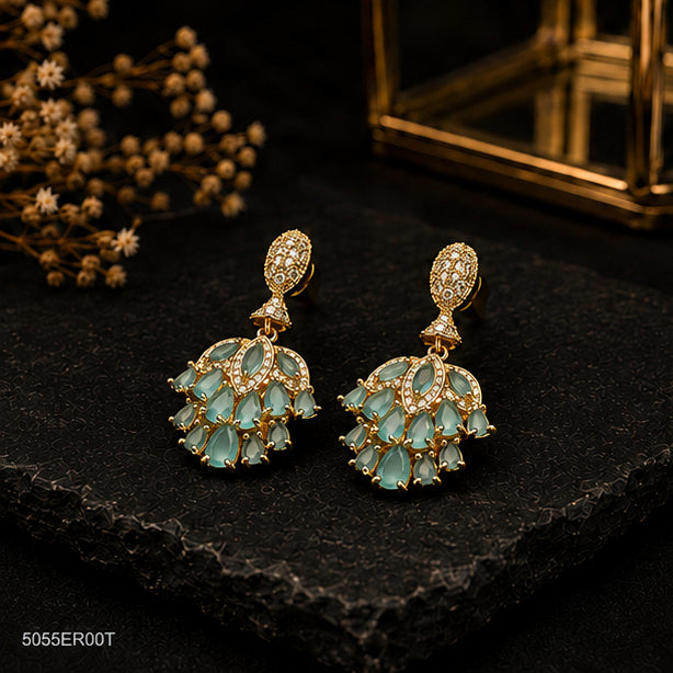 Mint Green Chandelier Statement Earrings