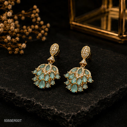 Mint Green Chandelier Statement Earrings