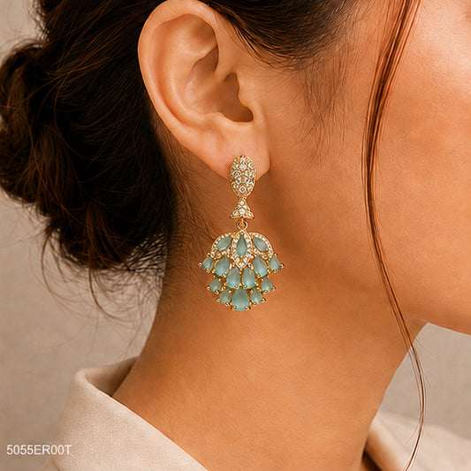 Mint Green Chandelier Statement Earrings