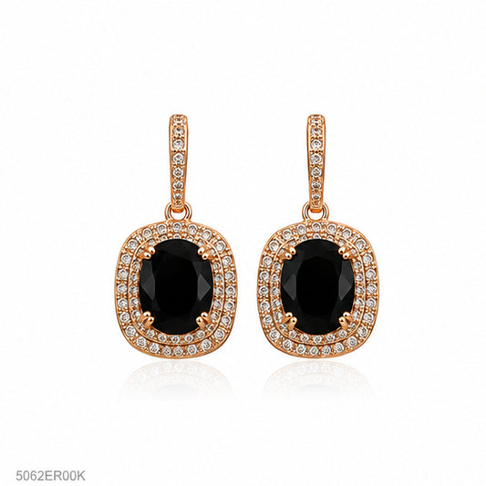 Black Square Halo Earrings