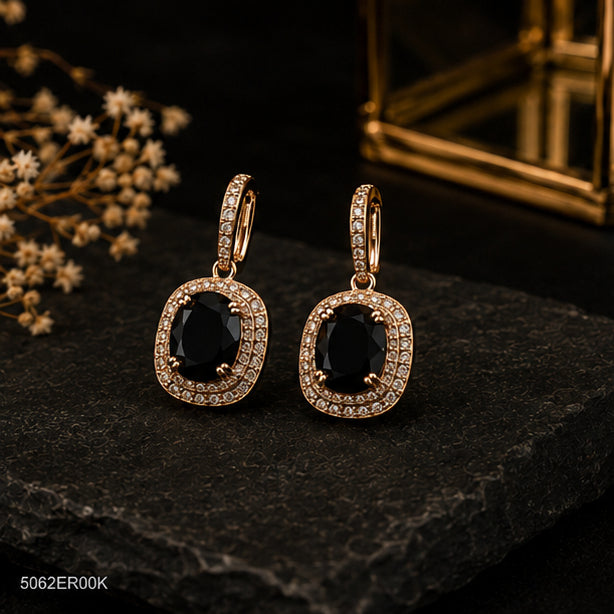 Black Square Halo Earrings