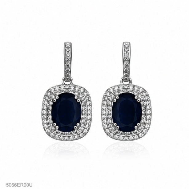 Blue Square Halo Earrings 5066ER00U