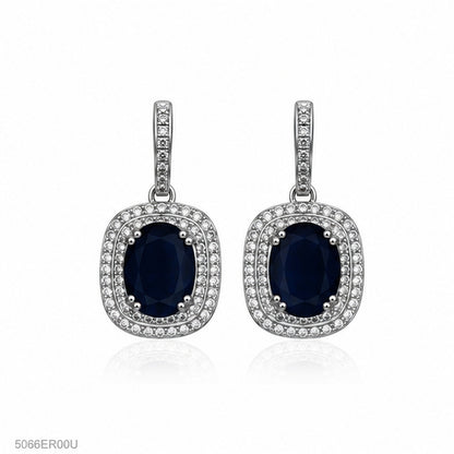 Blue Square Halo Earrings 5066ER00U