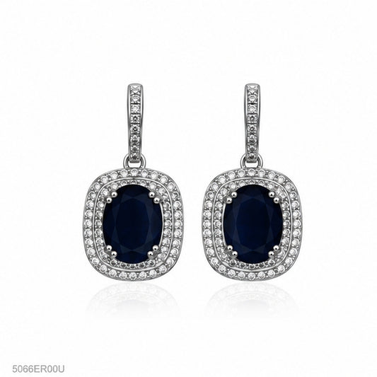 Blue Square Halo Earrings 5066ER00U