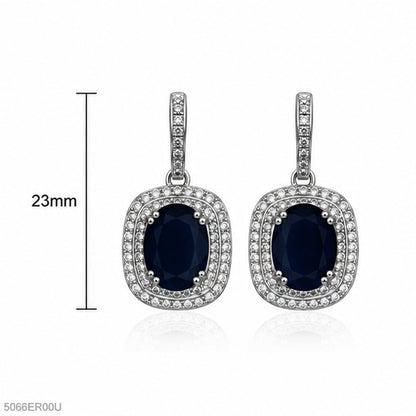 Blue Square Halo Earrings