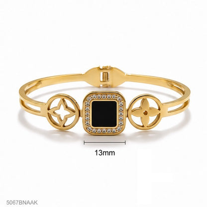 Black Square Accent Golden Bangle
