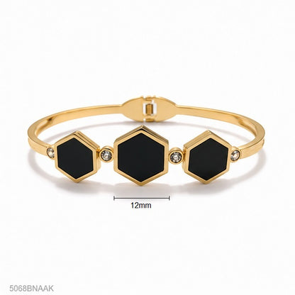 Black Hexagon Trio Golden Bangle