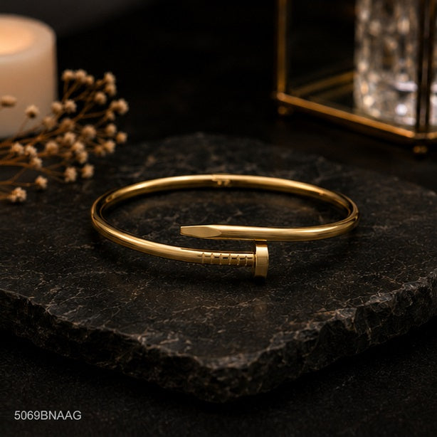 Minimal Open End Golden Bangle