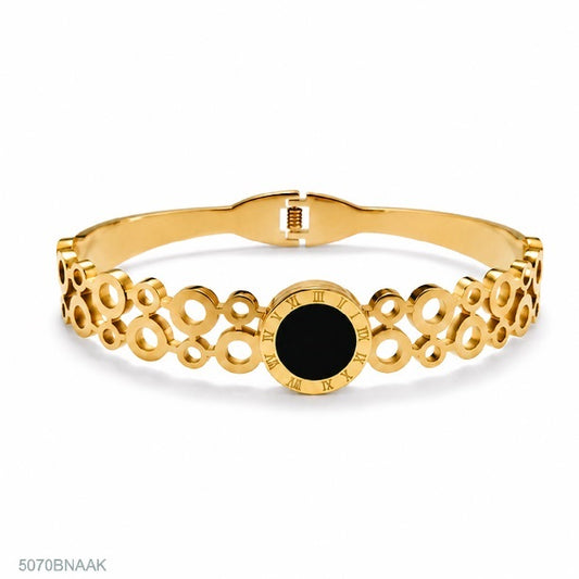 Black Round Center Golden Bangle