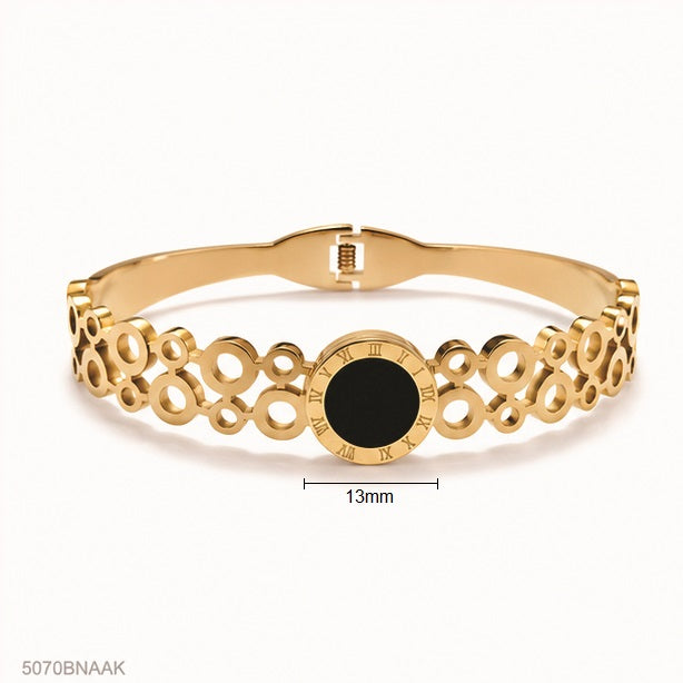 Black Round Center Golden Bangle