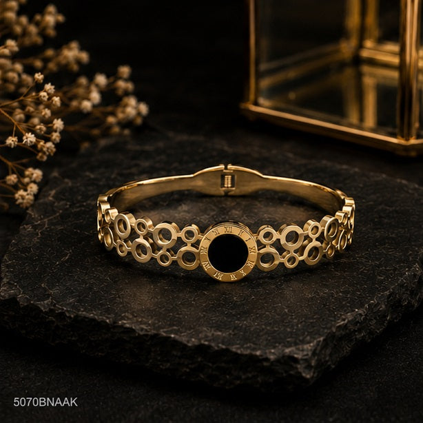 Black Round Center Golden Bangle