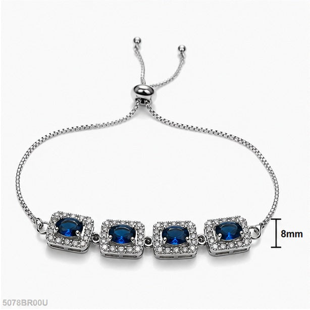 Blue Square Crystal Bracelet