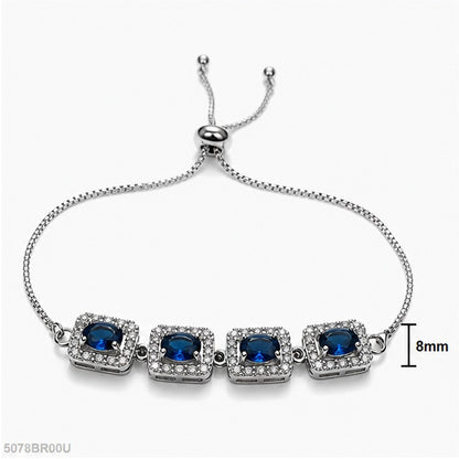 Blue Square Crystal Bracelet