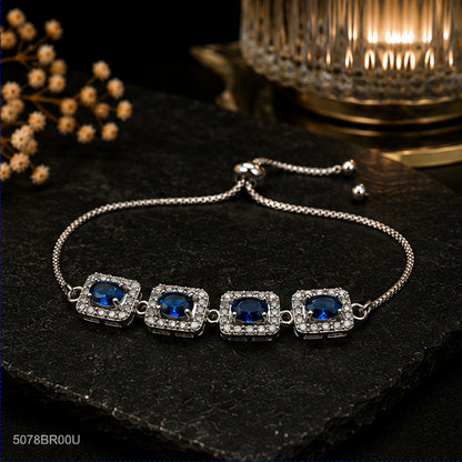 Blue Square Crystal Bracelet