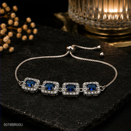Blue Square Crystal Bracelet