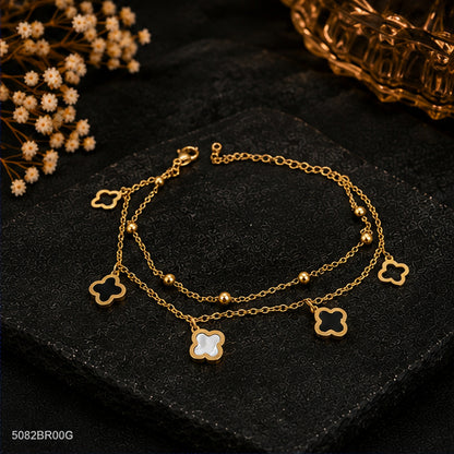 Golden Clover Charm Bracelet