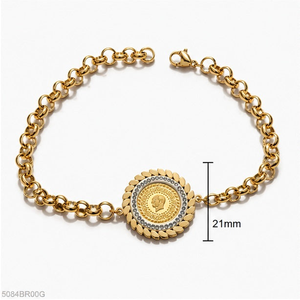 Golden Medallion Chain Bracelet