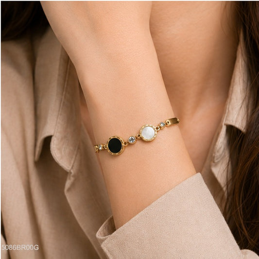 Golden Black White Accent Bracelet