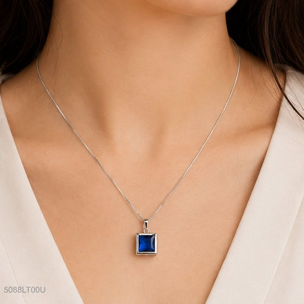 Blue Square Pendant Locket