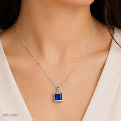 Blue Square Pendant Locket