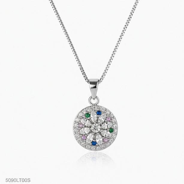 Silver Round Multicolor Locket