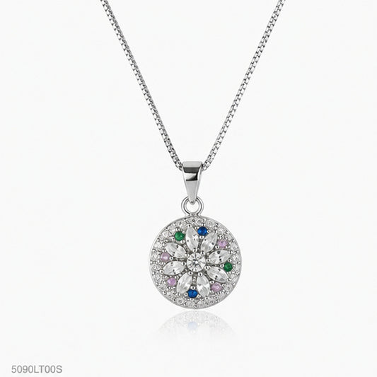 Silver Round Multicolor Locket