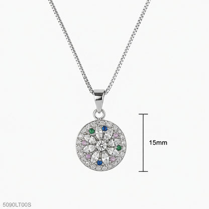 Silver Round Multicolor Locket