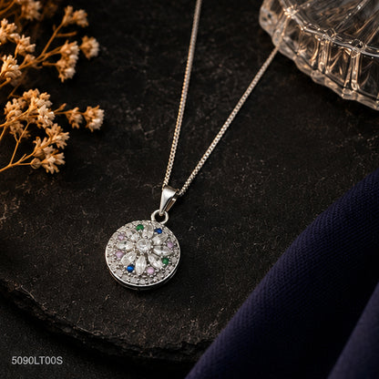 Silver Round Multicolor Locket
