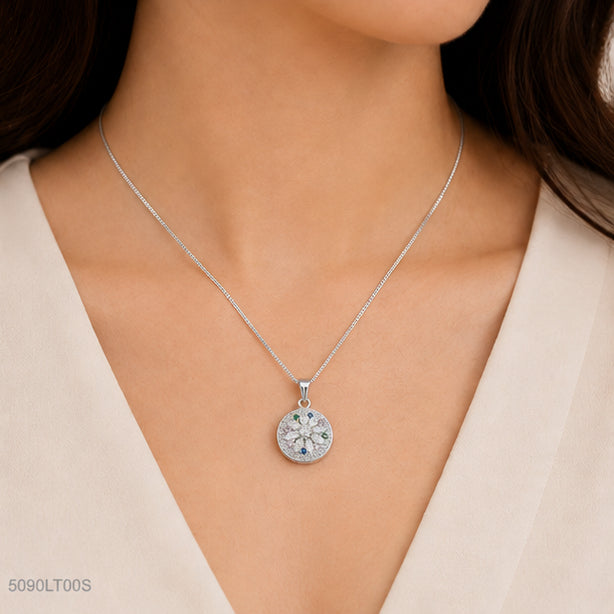 Silver Round Multicolor Locket