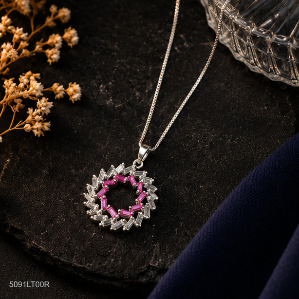 Magenta Halo Crystal Locket