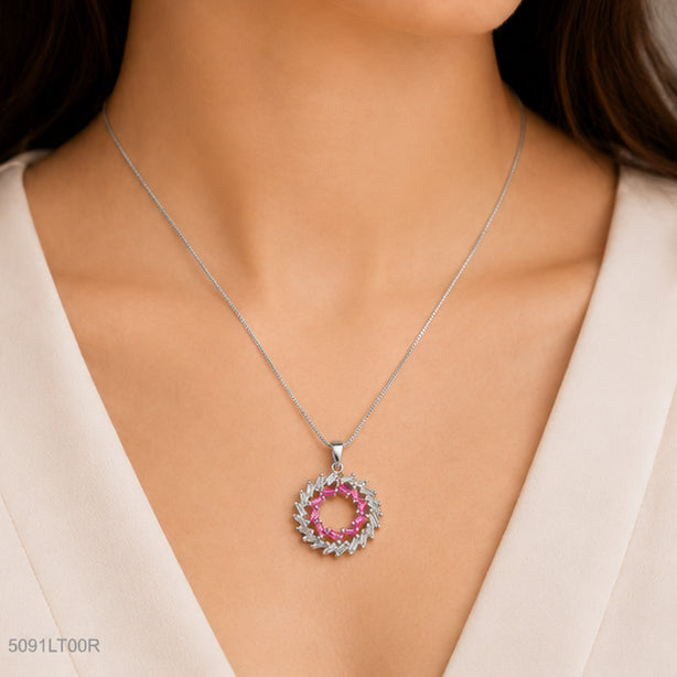 Magenta Halo Crystal Locket
