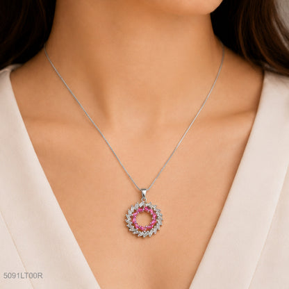 Magenta Halo Crystal Locket
