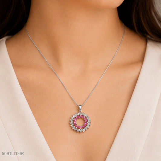 Magenta Halo Crystal Locket