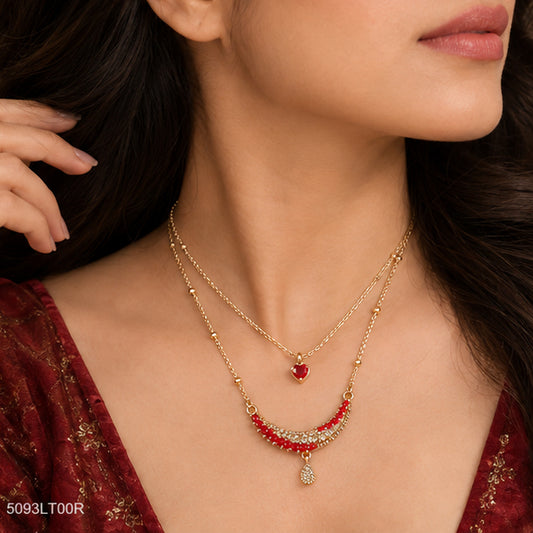 Red Beaded Layered Locket