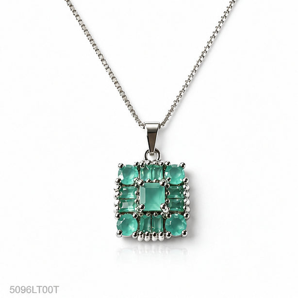Mint Square Crystal Locket