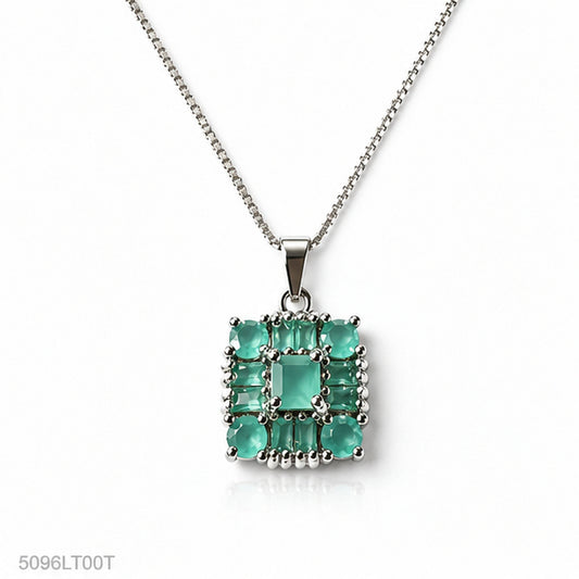 Mint Square Crystal Locket