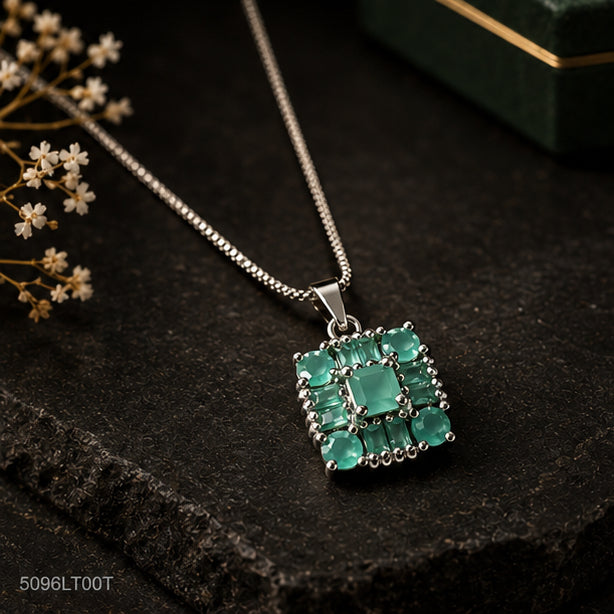 Mint Square Crystal Locket