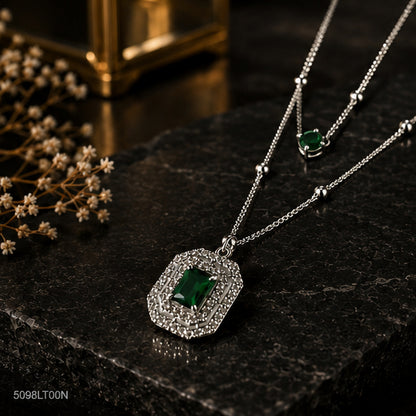 Green Rectangular Crystal Locket