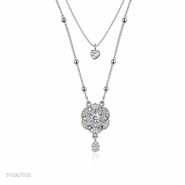 Silver Floral Crystal Locket