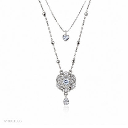 Silver Floral Crystal Locket