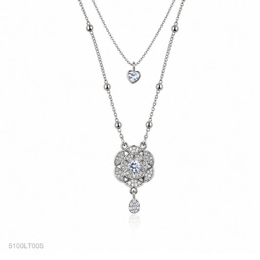 Silver Floral Crystal Locket