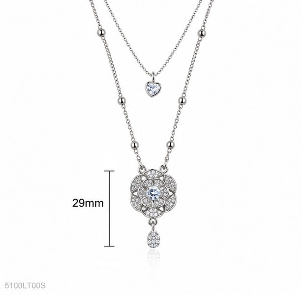 Silver Floral Crystal Locket