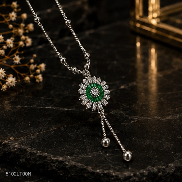 Green Floral Drop Locket