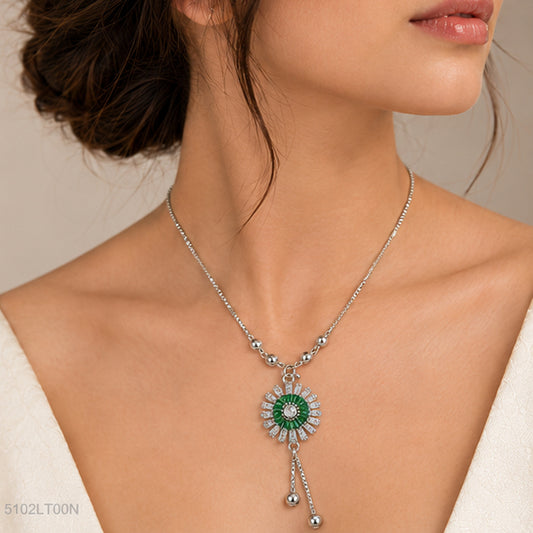 Green Floral Drop Locket