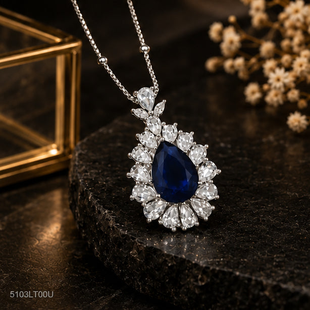 Blue Pear Crystal Locket